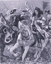 Slaget vid Malplaquet, 11 september 1709, illustration från British Battles on Land and Sea, 1915