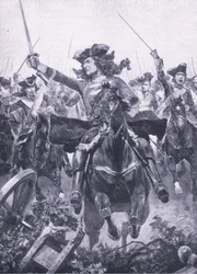 Hertigen av Marlborough vid slaget vid Oudenarde, 11 juli 1708, illustration från brittiska striderna på land och hav, 1915
