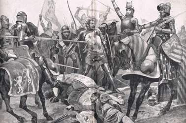 The Last Stand av John II France at the Battle of Poitiers, illustration form 