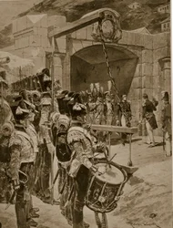 Överlämnandet av Mauritius Isle till britterna 1810, illustration från 