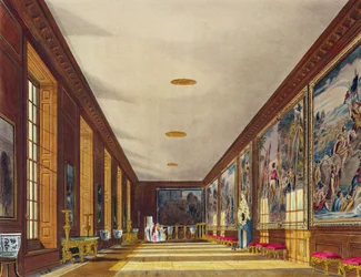 Ballrummet, Hampton Court, från "The History of the Royal Residences", graverat av Richard Reeve (f.1780), av William Henry Pyne (1769-1843), 1819.