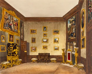 Kungens skrivbord, Hampton Court, ur "The History of the Royal Residences", graverad av Richard Reeve (f.1780), av William Henry Pyne (1769-1843), 1819.