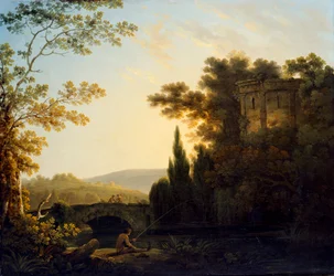 "Klassiskt landskap med ett tempel", 1788