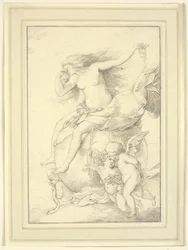 Allegory of Fortune på en jordglob omgiven av putti