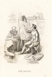Dödens skelett och konstnären., 1827 (gravyr)
