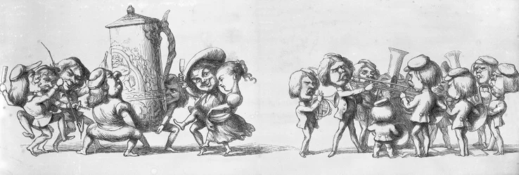 Band som spelar för besökare för den stora utställningen, 1851