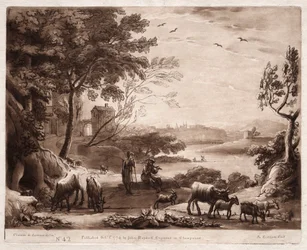 Liber Veritatis: Nr 42, A River Landscape with a Shepherd and Shepherdess and a Herd of Cattle