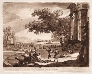 Liber Veritatis: Nr 55, A Landscape with a Temple and a Nymph and Satyr Dancing