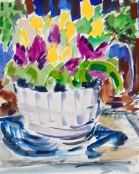 Flowers in a Barrel, 2021 (akvarell på papper)