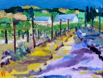 Vineyard Outside Santa Rosa, 2021 (olja på duk)