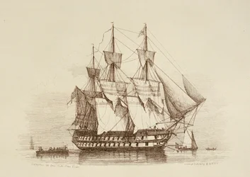Canopus 80 kanoner Första klass 2:a taxan, ca 1849 (etsning)
