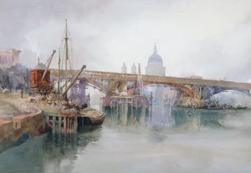 "Southwark Bridge under rivning", 1915