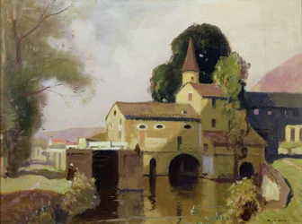 Moulin de Coty, Cahors, ca 1924 (olja på duk)