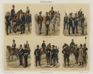Artilleri av europeiska arméer (färg litho)