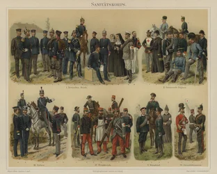 Läkarkår av europeiska arméer (färg litho)