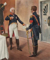 Den preussiske generalen Courbière, befälhavare i Graudenz, och den franske förhandlaren Savary