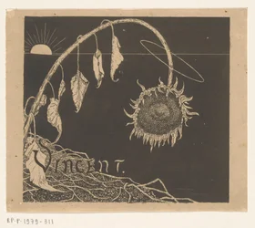 Omslagsdesign för: Richard Roland Holst, Utställning av Vincent Van Goghs överlevande verk, 1892