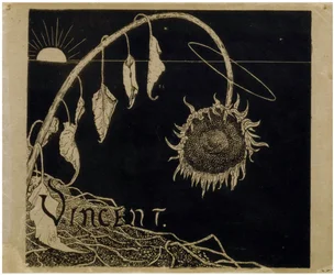 Omslagsdesign för utställningen av Vincent van Gogh i Amsterdam par Holst, Richard Roland (1868-1938). Litografi, storlek: 18,2x21