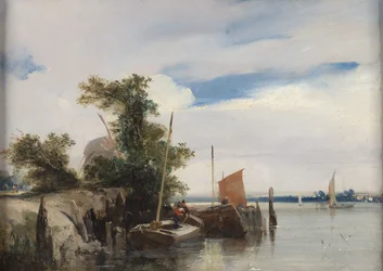 Pråmar på en flod