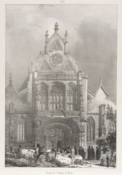 Pittoreska och romantiska resor i gamla Frankrike, Franche-Compté: Kyrkans framsida i Brou, 1825.
