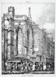 Rester och fragment av medeltida arkitektur: St. Sauveur-kyrkan, Caën.
