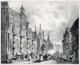Pittoreska och romantiska resor i det antika Frankrike, Normandie: Kyrkan Saint Gervais och Saint Protais i Gisors