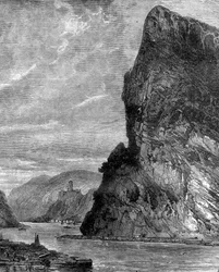 Loreley rock, nära St Goarshausen, Tyskland, 1800-talet