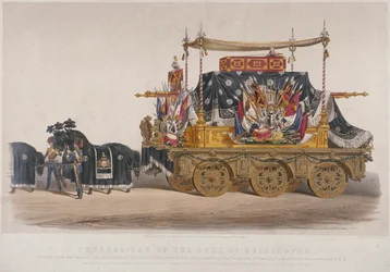 Utsikt över hertigen av Wellingtons begravningsbil, 1852