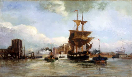 "Leaving West Bute Dock, Cardiff", 1861-1916