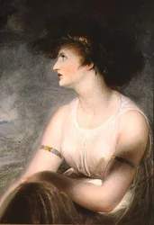 Porträtt av konstnärens fru som Sappho