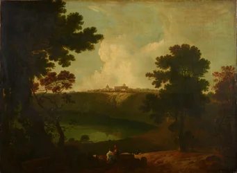 Albanosjön och Castel Gandolfo, 1800.