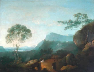 Landskap med figurer (olja på duk)