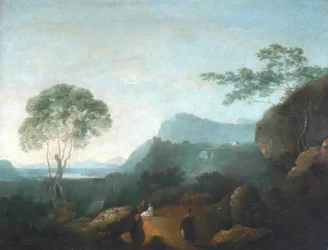 Landskap med figurer (olja på duk)