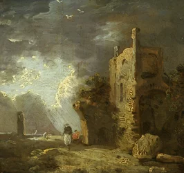 Tornförstört med figur, ca 1770-79 (olja på duk)