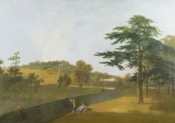 South View of Wilton House, över Nadder (olja på duk)