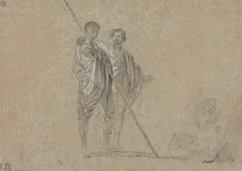 Studie av figurer för "A View of the Campagna"