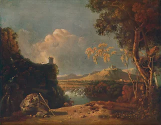 Den vita munken - IV italienskt landskap, med vit munk, c1752