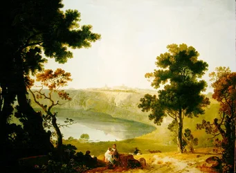 Utsikt över Castel Gandolfo och sjön Albano, ca 1754 (olja på duk)