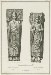 Lichfield Cathedral - Effigies av Walter de Langton och Hugh de Patteshull: gravyr, nd [1748-1817] (tryck)