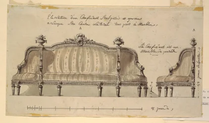 Ritning, Design för en konfident, ca 1780