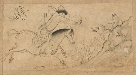 Vargjägaren, Isfahan, Safaviddynastin, 1642 (bläck och färg på papper)