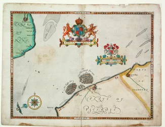 Dover till Sandwich och Blacknerse till Gravelines - Den spanska armadan och den engelska flottan utanför Calais, ca 1590 (manuskript)