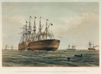 "Great Eastern" på väg, ca 1860 (färglitografi)