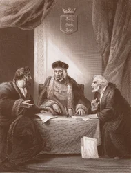 Henry VII med Empson och Dudley, graverad av A.H. Payne (litho)