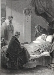 Kardinal Wolseys död, graverad av A.H. Payne (litho)