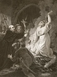 Ärkebiskop Cranmers martyrskap, graverad av W. Bromley, illustration från David Humes "The History of England", pub. av R. Bowyer, London
