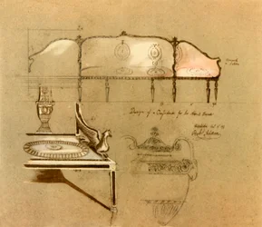 Design för en soffa, 1777, 1946.