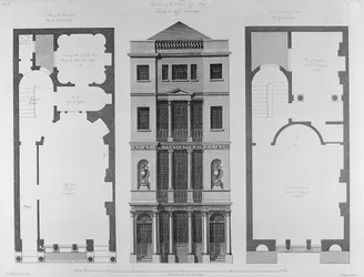 Upphöjning av British Coffee House, graverad av Robert Blyth, 1778