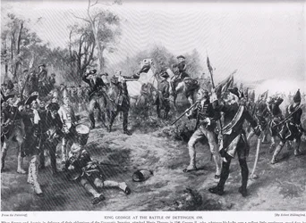 George II i Dettingen, illustration från "Hutchinson