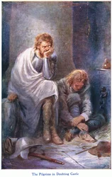 The Pilgrims in Doubting Castle, från The Pilgrims Progress publicerad av John F Shaw & Co, c.1900-talet (litho i färg)